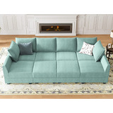 Sofa Modular Otomana Forma L/u 8 Asientos Color Aqua Honbay 