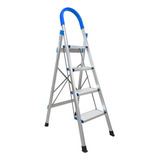 Banco Escalera Aluminio Reforzado Plegable 4 Escalones Ancho Color Azul