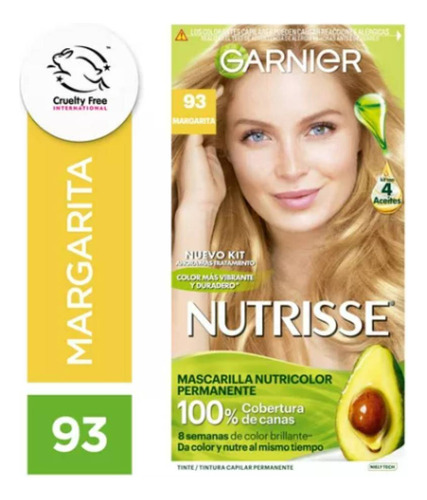 Kit De Tintura Permanente Nutrisse De Garnier Tono Tono 93 Margarita