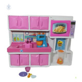 Cozinha Infantil Completa Pia Sai Agua Rosa Grande Cristal