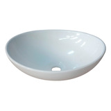 Solana Ovalin Lavabo Para Baño Cerámico De 40 Cm Blanco Modelo Tokio / Ovalin Para Sobreponer De Porcelana Con Pintura Antimanchas