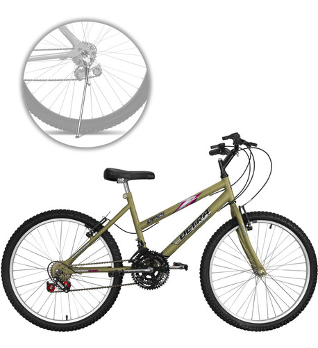 Bicicleta Feminina Aro 24 Com Adesivos Ultra Bike 18 Marchas