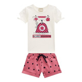 Conjunto Milon Roupa Infantil Feminino Short Poá Verão 1 A 8