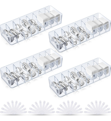 Caja Organizadora De Cables De Plstico Transparente, 4 Unida