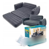 Sofá Cama Inflable Doble Intex Sillon Puff Con Portavasos 