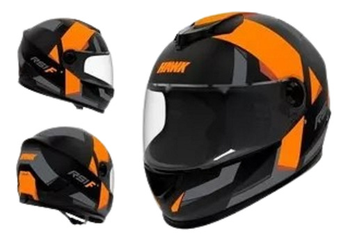 Casco Hawk Rs1 Alpha Sophie Naranja Y Negro Talle L Oes