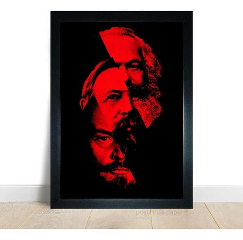 Quadro Arte Karl Marx Friedrich Engels Lenin Comunistas A3