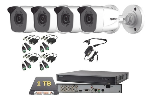 Kit Circuito Cerrado 4 Camaras 1080p Dvr 8 1080p 1 Tb Baluns