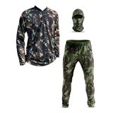 Roupa Conjunto Adulto Camuflado Touca Ninja Militar Zíper Nf