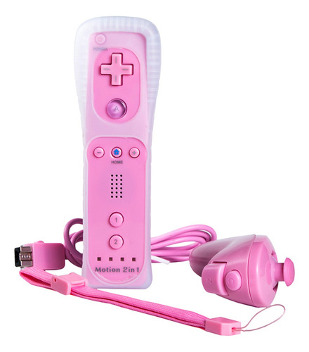 Wii Remote Motion Plus Interno + Nunchuck Rosa + Funda