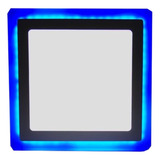 01 Luminária Plafon Neon Borda Azul 3+3 Quadrado Embutir