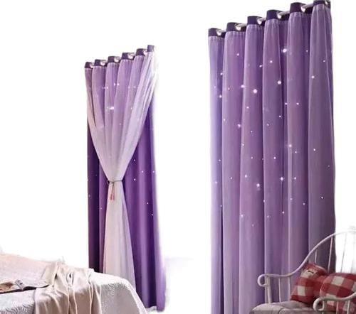 Cortinas + Visillos Con Destellos Estrellas 