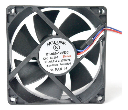 Miniventilador 80x80x25 12vdc Nework Código 14.204