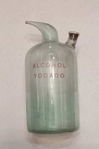 Antiguo Frasco De Alcohol Yodado Farmacia Laboratorio