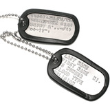 2 Placas Dog Tag Gravadas, 2 Silenciadores, 2 Correntes Inox