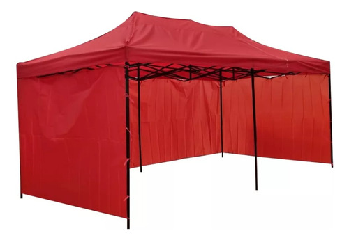 Toldo Carpa Plegable 6x3 Metros Retractil C/paredes Cortinas Color Rojo