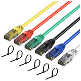 Cables Ethernet Cat6 De 4 Ft, 6 Pack, 25 Abrazaderas, C...