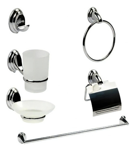 Set Kit De Baño 6 Piezas Accesorios Cromado Completo Kübel