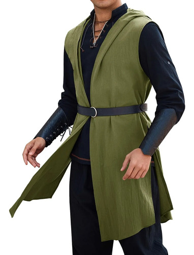 Disfraz Renacentista Runcati Para Hombre, Con Capucha, Caballero Medieval, Sin Mangas, Túnica, Tabardo, Vikingo, Capa De Halloween