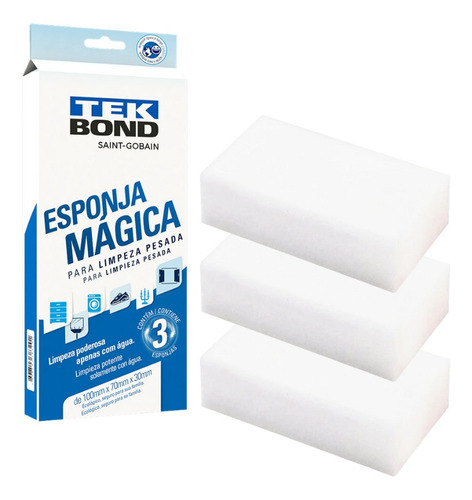 Kit 3x Esponja Magia Mágica Tekbond Limpeza Pesada Prática