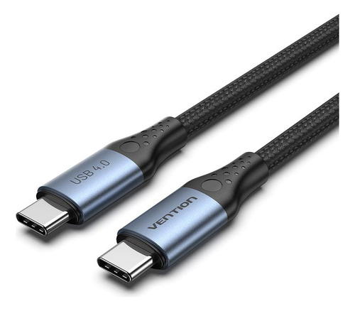 Cabo Usb C 4.0 Trenzado 8k 60hz 5a 240w 40gbps 1m Vention Color Negro