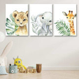 Quadros Decorativos Infantil Safari Baby Quarto Criança A3