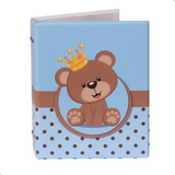 Álbum 120 Fotos 20x25 Ursinho Príncipe Azul Bebê Coroa Urso