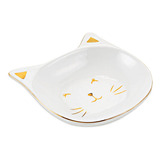 Mini Prato Gato Decorativo Branco/dourado 16cm 08700 Mart Cor Branco