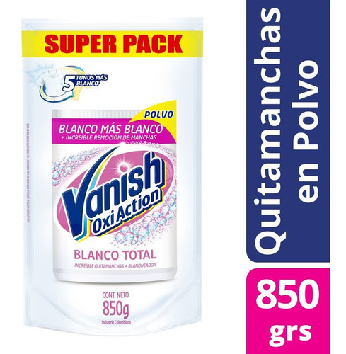 Vanish Polvo Blanco Quitamanchas Repuesto Doypack X 850g