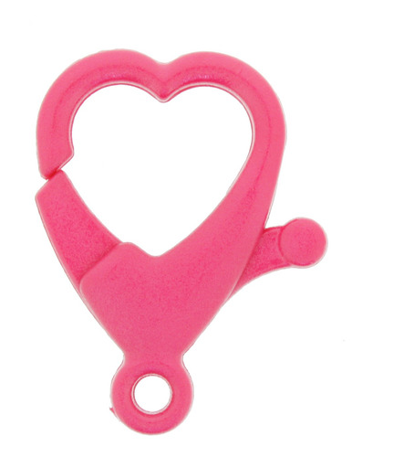 Mosquetão Plástico Coração - Rosa - 10 Peças
