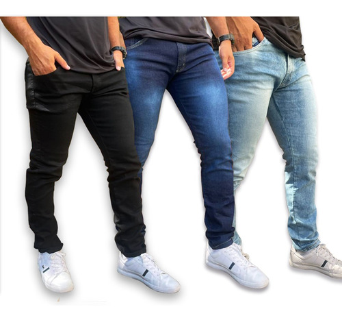 Kit 3 Calça Jeans Masculina Slim Skinny Qualidade Premium Up