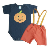 Body Temático Halloween Mesversário Roupa Festa Bebê Menino