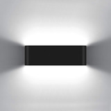 Aplique De Pared Impermeable Cob Led 20w Negro 6000k