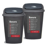 2 Tachos De Residuos/ Basura 25 Lts T/rebatible Colombraro Color Negro