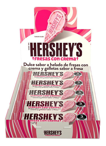 Hershey's Barra Helado De Fresas Con Crema 20g - 10 Piezas