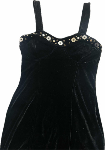 Vestido Negro De Terciopelo Doll Store Talle L Otoño/inviern
