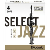 Rico Select Jazz Soprano Sax Reeds, Filed, Strength 4 Soft, 