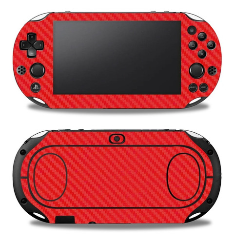 Skin Autoadherible Para Ps Vita Slim Fibra De Carbono Rojo