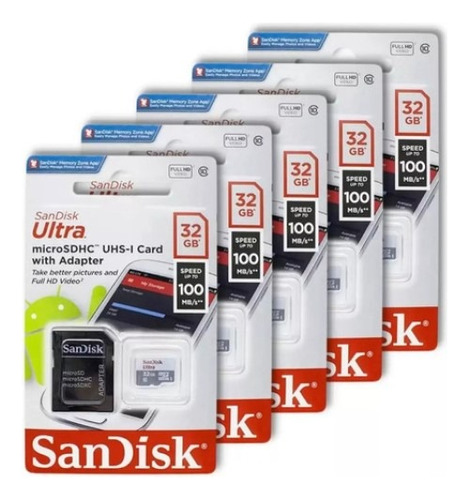Kit 5 Cartão De Memória Sandisk Ultra 32gb Sdsquns-32g-gn3ma