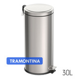 Lixeira Grande C/pedal Tramontina Inox 30l 94538/130 Cozinha Cor Cinza