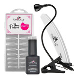 Kit Constructor De Uñas Press On 100% Gel + Lampara Clip Uv 