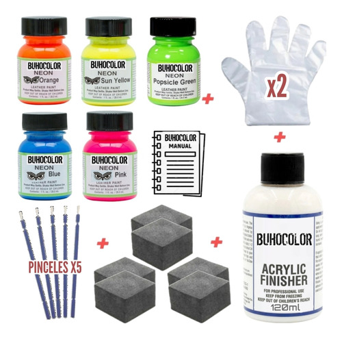 Set Pinturas Fluo Sneaker X 5 + Sellador + Aplicadores