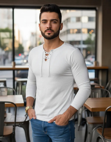 Camisa Camiseta Masculina Bata Casual Manga Longa Viscose | MercadoLivre