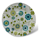 Set X12 Plato Playo Melamina Redondo Estampado Flores 25cm