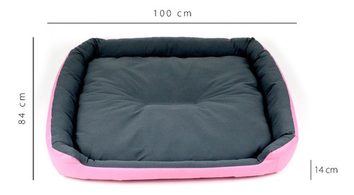 Cama Extra Grande Para Perro Resistente Color Rosa / Gris