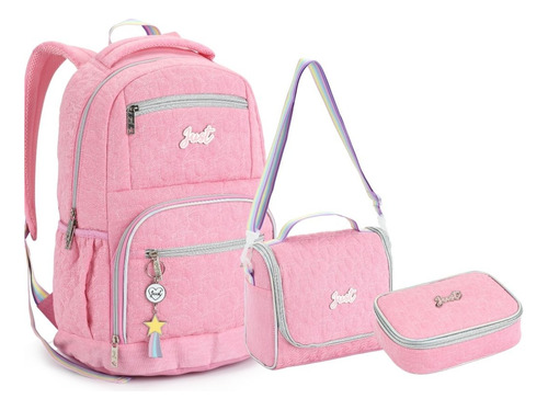 Kit Mochila Escola Lancheira Estojo Costa Feminino Matelassê