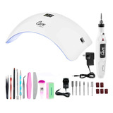 Kit Cabina Uv Para Uñas 48w + Torno Para Manicura Portable