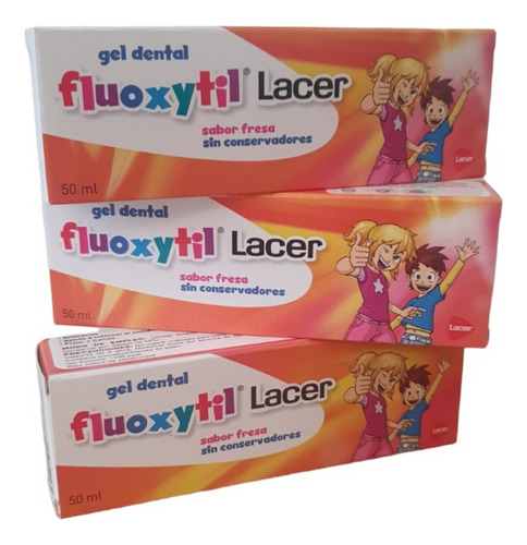 3 Gel Dental Fluoxytil Flúor + Calcio Fresa Fresca 50 Ml