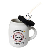 Taza De Panda Con Tapa Y Bombilla Mug Panda Kawai Cute /r&c