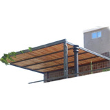 Pergola De Hierro, Madera , Y Policarbonato En Terraza